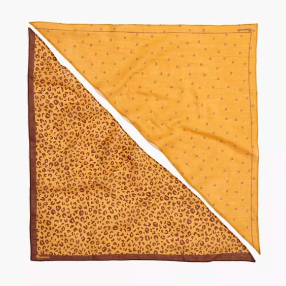Madewell Two-Pack Triangle Friendship Orange and Cheetah Print Bandanas - Picture 2 of 3